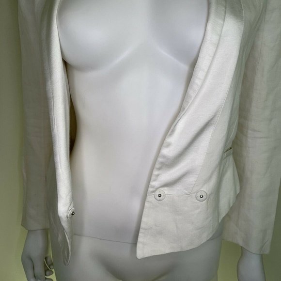 Haider Ackermann White Linen Crop Tuxedo Blazer Jacket - Picture 9 of 11